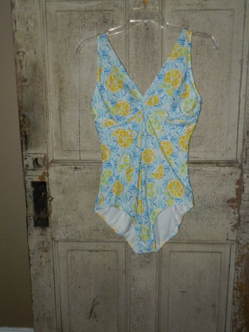 Lands' End Lemon Twist Front Tummy Control Swimsuit Sz 16T (XX-45) READ
